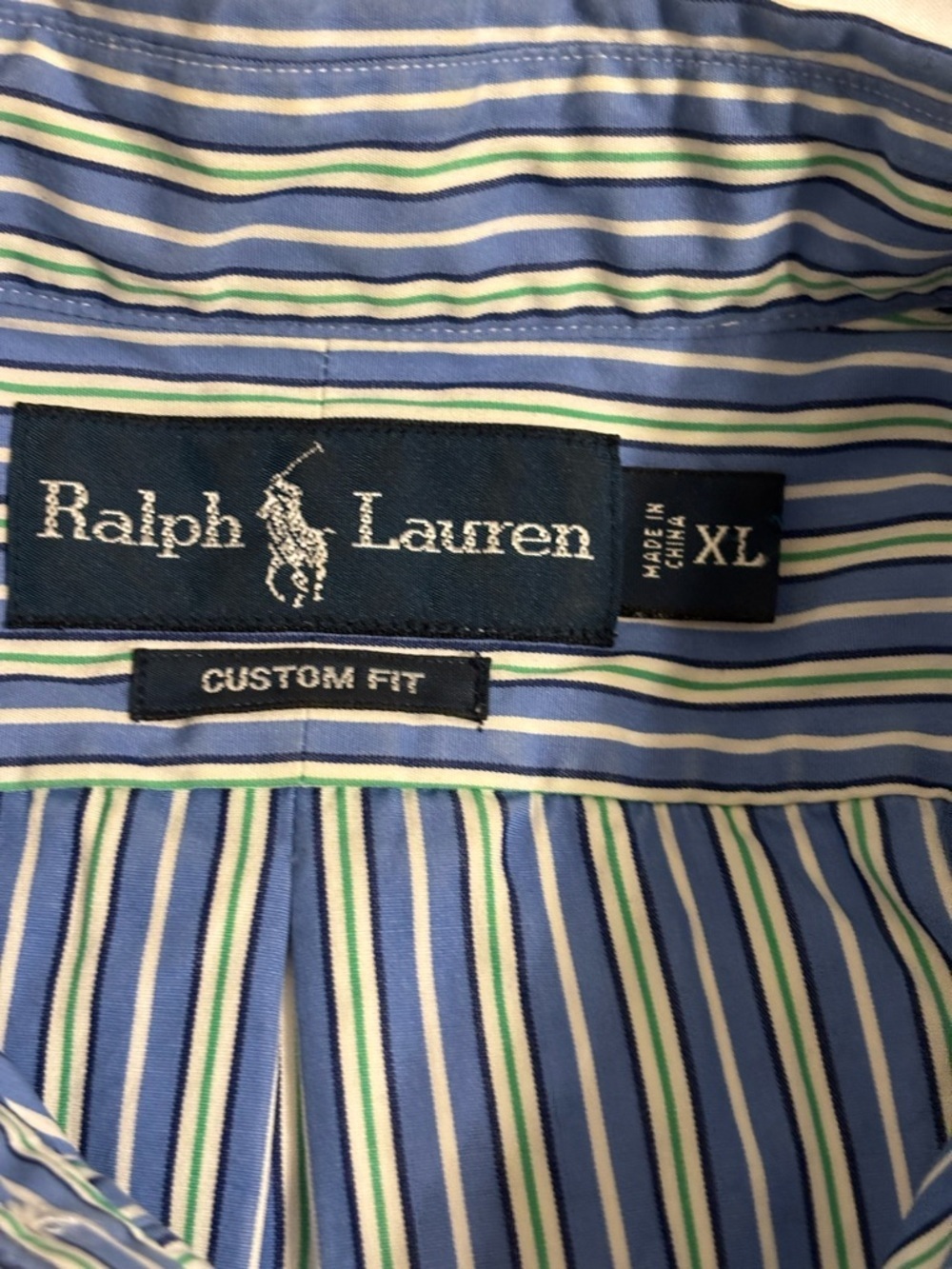 Ralph Lauren Custom Fit Blue Striped Button Down Shirt XL - Picture 2 of 8